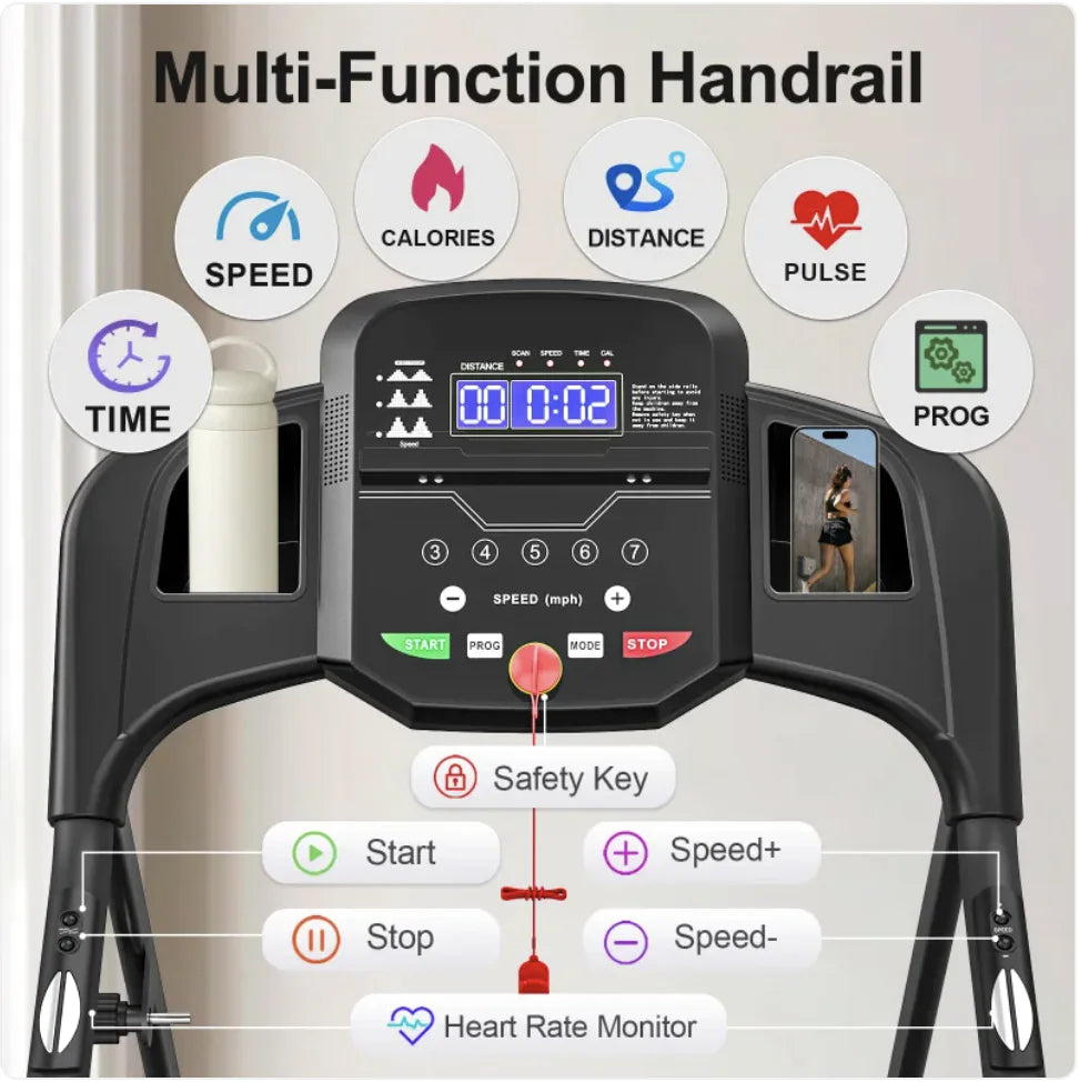 Folding Treadmill with Pulse Sensor